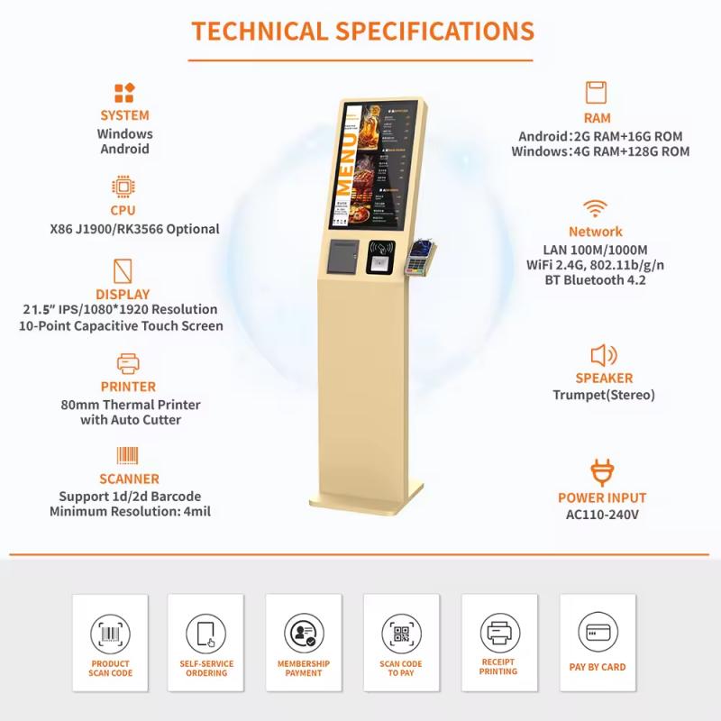 32-inch standing ordering kiosk machine