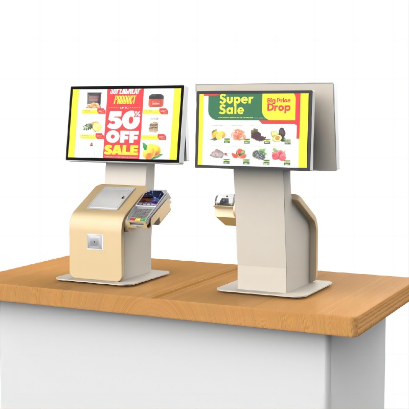 Retail Store Kiosk Retail supermarket self-service ordering desktop dual-screen cash registers