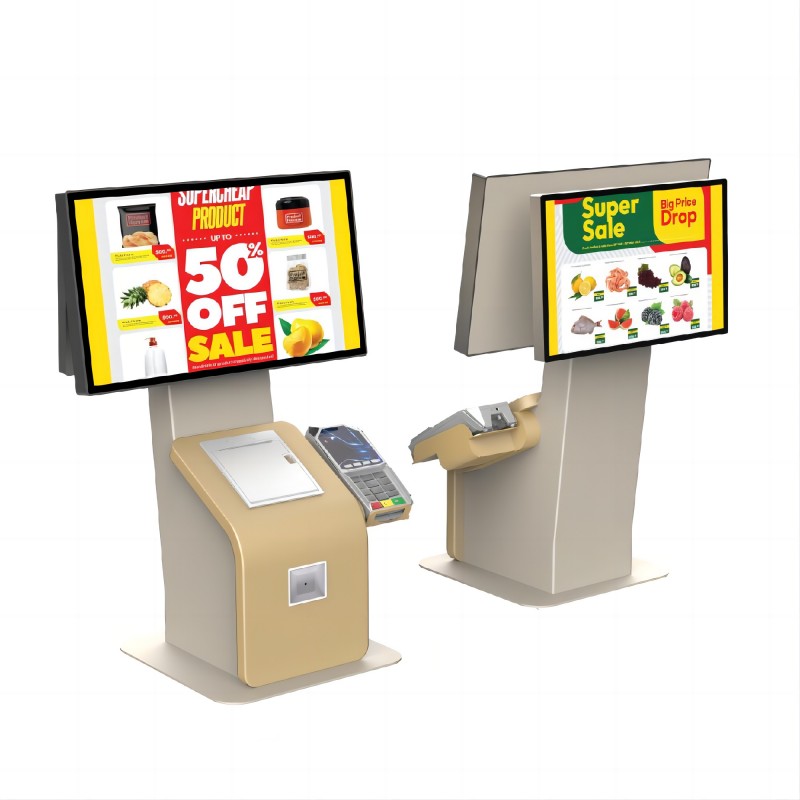 Retail Store Kiosk Retail supermarket self-service ordering desktop dual-screen cash registers