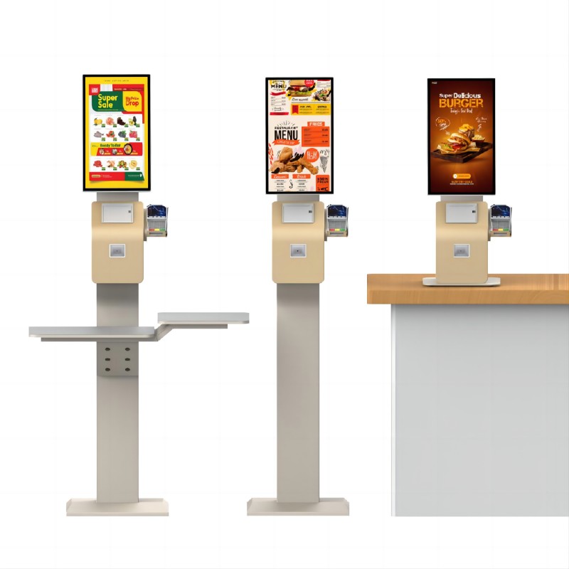 cash register and pos kiosk in supermarket